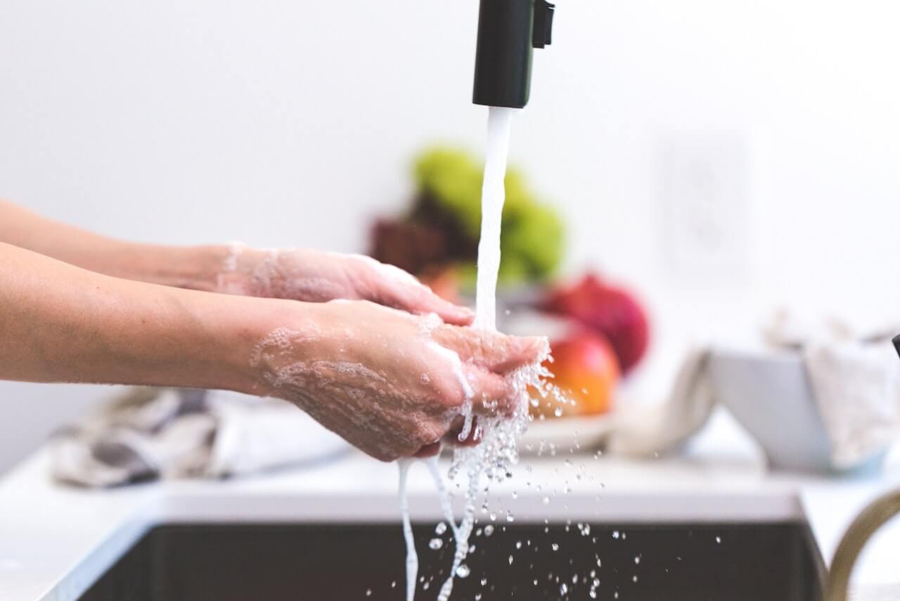 washing hands with soap